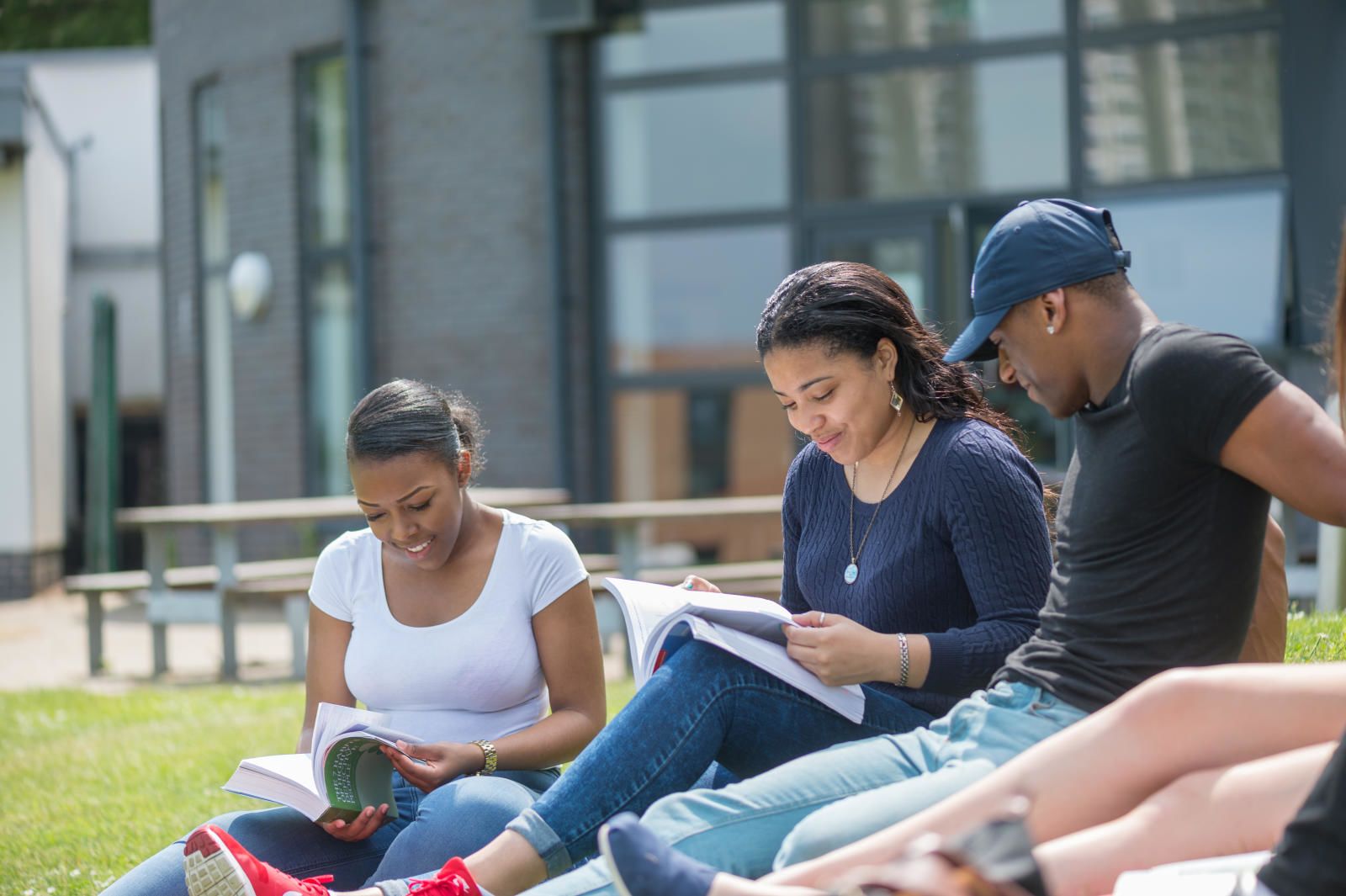 Students outside on campus