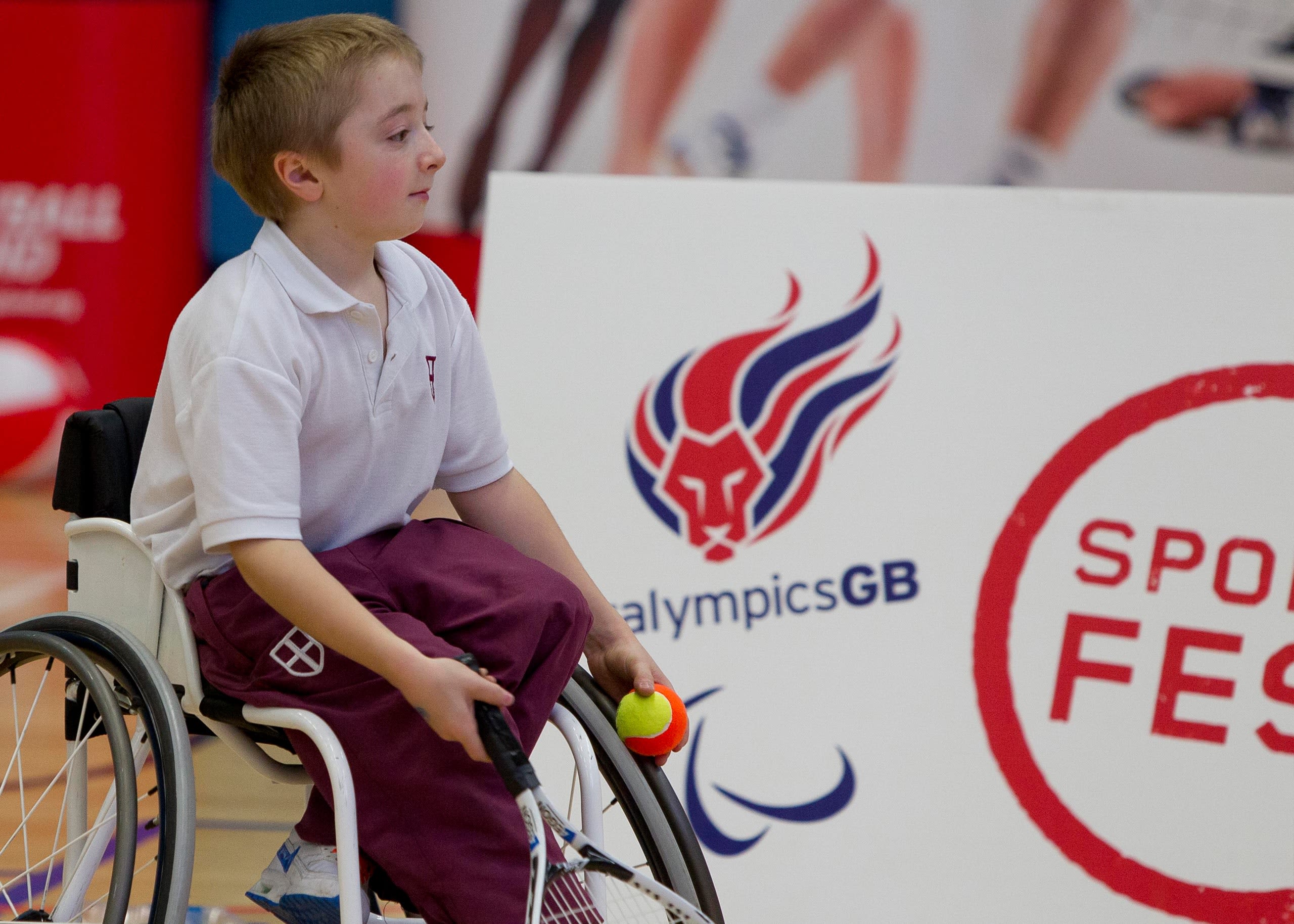 Young wheelchair tennis player at the ParalympicsGB Sports Festival 2012